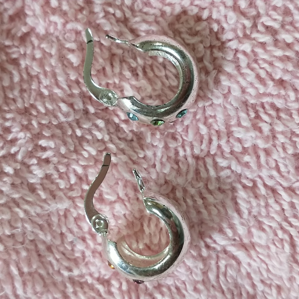 Sterling Silver Multi Stone Colored Earrings - image 4